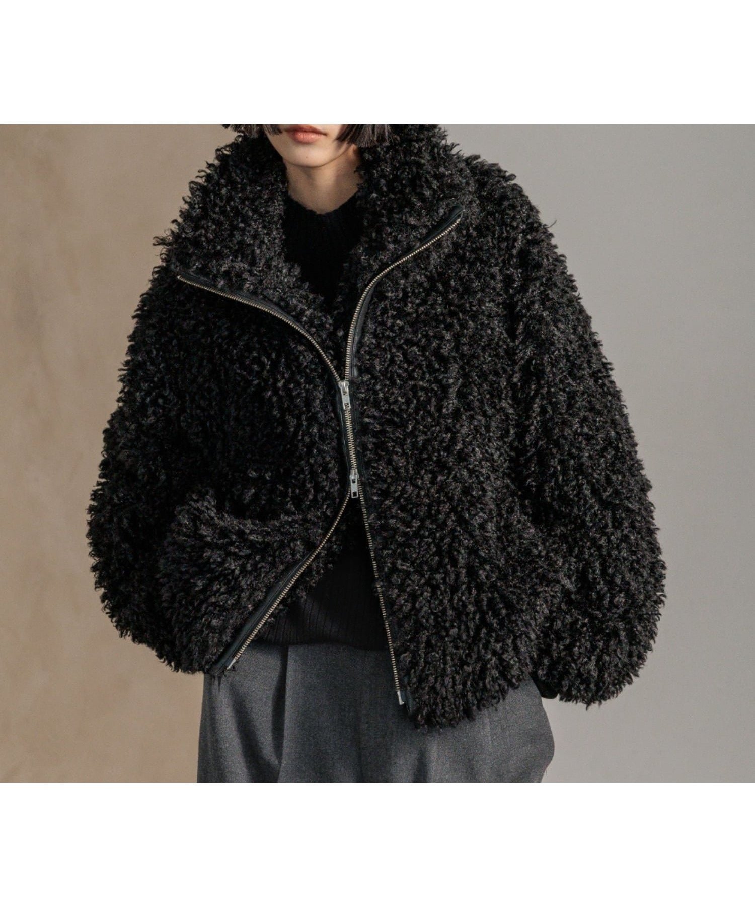 【ローリーズファーム/LOWRYS FARM】のプードルファーブルゾン インテリア・キッズ・メンズ・レディースファッション・服の通販 founy(ファニー) 　ファッション　Fashion　レディースファッション　Fashion for Women　アウター　Coat / Outerwear Collection　ブルゾンジャケット・スポーティアウター　Blouson Jackets　シンプル　Simple, Minimal　スウェット / スエット　Sweatshirt, Sweatwear　スタンド　Stand Collar, Upright Stand　フロント　Front, Front Design　ロング　Long, Long-Length　ワイド　Wide, Wide Fit　軽量　Lightweight, Ultra Light　防寒　Cold Protection, Winter-Ready　ブラック|ID: prp329100004785037 ipo3291000000034736941