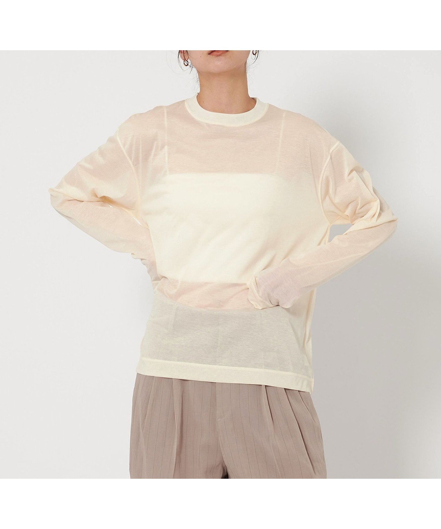 【ユナイテッドアローズ/UNITED ARROWS】のコットンナイロン天竺 クルーネック ロングスリーブ Tシャツ 人気、トレンドファッション・服の通販 founy(ファニー) ファッション Fashion レディースファッション Fashion for Women トップス・カットソー Cut & Sew Tops シャツ・ブラウス・オフィスカジュアル Elegant Blouses & Button-Ups ロングTシャツ・Tシャツ Longline T-Shirts & Tees インナー Innerwear クール Cool, Chic コレクション Collection, Seasonal Line シアー Sheer, See-Through スラックス Slacks, Dress Pants スリーブ Sleeve, Long Sleeve / Short Sleeve セットアップ Set-Up, Coordinated Outfit ハーフ Half, Half-Length マニッシュ Mannish, Boyish リラックス Relax, Relaxed Fit ロング Long, Long-Length アウトレット Outlet / Clearance 夏 Summer エレガント 上品 Elegant other-1|ID: prp329100004785044 ipo3291000000034736963