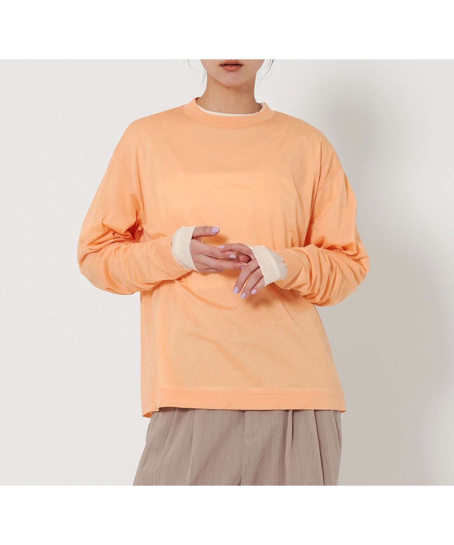 【ユナイテッドアローズ/UNITED ARROWS】のコットンナイロン天竺 クルーネック ロングスリーブ Tシャツ インテリア・キッズ・メンズ・レディースファッション・服の通販 founy(ファニー) ファッション Fashion レディースファッション Fashion for Women トップス・カットソー Cut & Sew Tops シャツ・ブラウス・オフィスカジュアル Elegant Blouses & Button-Ups ロングTシャツ・Tシャツ Longline T-Shirts & Tees インナー Innerwear クール Cool, Chic コレクション Collection, Seasonal Line シアー Sheer, See-Through スラックス Slacks, Dress Pants スリーブ Sleeve, Long Sleeve / Short Sleeve セットアップ Set-Up, Coordinated Outfit ハーフ Half, Half-Length マニッシュ Mannish, Boyish リラックス Relax, Relaxed Fit ロング Long, Long-Length アウトレット Outlet / Clearance 夏 Summer エレガント 上品 Elegant SHERBET|ID: prp329100004785044 ipo3291000000034736966