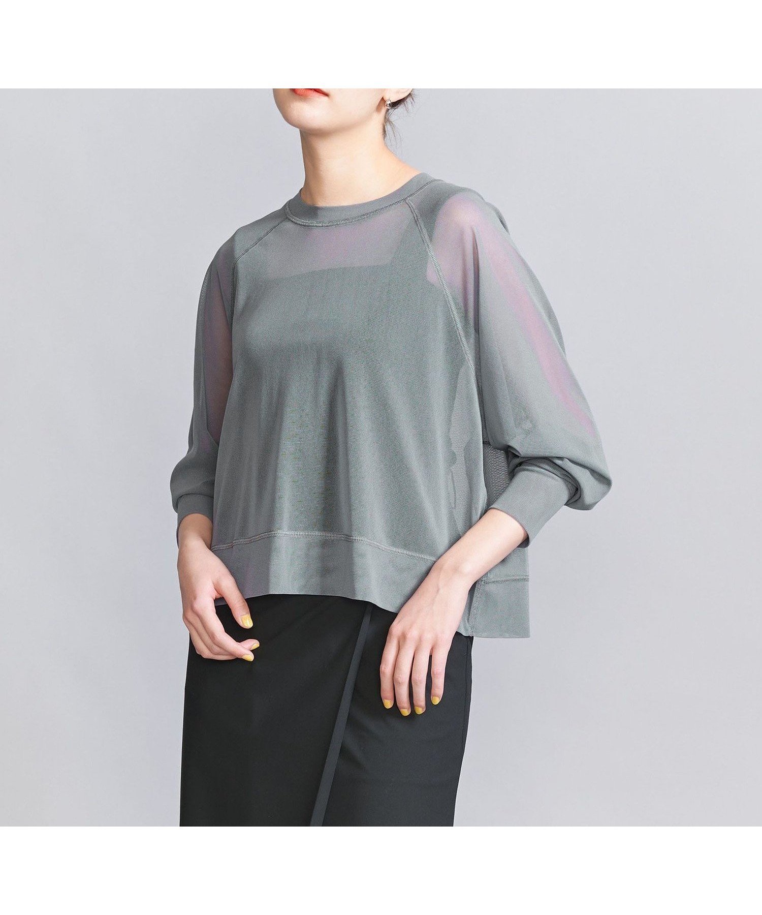 【ユナイテッドアローズ/UNITED ARROWS】のポリエステルチュール ラグランスリーブ プルオーバー 人気、トレンドファッション・服の通販 founy(ファニー) 　ファッション　Fashion　レディースファッション　Fashion for Women　トップス・カットソー　Cut & Sew Tops　カジュアルプルオーバー・ニットトップス　Pullovers & Knit Tops / Casual Pullovers　サテン　Satin, Glossy Fabric　シアー　Sheer, See-Through　シンプル　Simple, Minimal　スリーブ　Sleeve, Long Sleeve / Short Sleeve　チュール　Tulip, Tulip Motif　トレンド　Trend, Trending Now　バランス　Balance, Style Balance　フェミニン　Feminine, Girly　プリント　Print, Printed Pattern　ボトム　Bottoms, Lower Wear　メッシュ　Mesh, Net Fabric　アウトレット　Outlet / Clearance　おすすめ　Recommended / Our Picks　 other-1|ID: prp329100004785059 ipo3291000000034737040