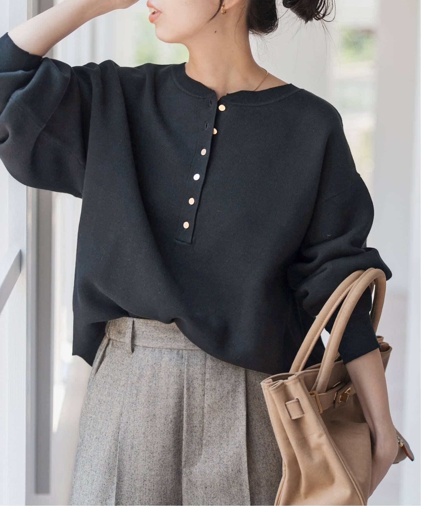 【スピック&スパン/Spick & Span】の《WEB限定カラー有り / 追加3 》メタルボタンヘンリーネックニット 人気、トレンドファッション・服の通販 founy(ファニー) 　ファッション　Fashion　レディースファッション　Fashion for Women　トップス・カットソー　Cut & Sew Tops　ニット　Knit Tops & Sweaters　メタル　Metal, Metal Parts　 other-1|ID: prp329100004785088 ipo3291000000034775439