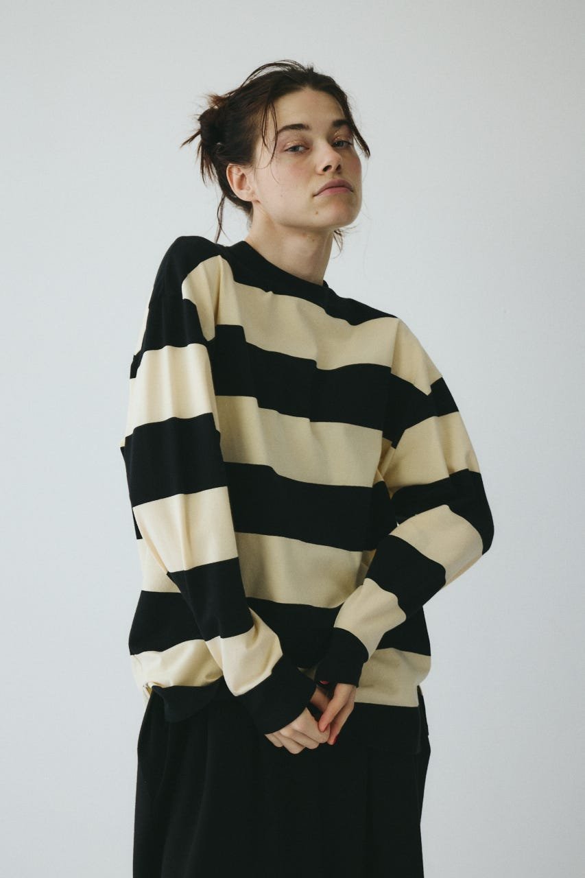 【ヘリンドットサイ/HeRIN.CYE】のBorder cut tops インテリア・キッズ・メンズ・レディースファッション・服の通販 founy(ファニー) 　ファッション　Fashion　レディースファッション　Fashion for Women　トップス・カットソー　Cut & Sew Tops　ベーシック　Basic, Essential　ボーダー　Border, Stripe　ロング　Long, Long-Length　冬　Winter / This Winter　柄WHT5|ID: prp329100004785090 ipo3291000000034930300