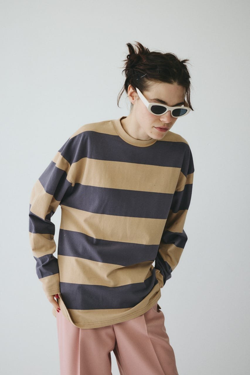 【ヘリンドットサイ/HeRIN.CYE】のBorder cut tops インテリア・キッズ・メンズ・レディースファッション・服の通販 founy(ファニー) 　ファッション　Fashion　レディースファッション　Fashion for Women　トップス・カットソー　Cut & Sew Tops　ベーシック　Basic, Essential　ボーダー　Border, Stripe　ロング　Long, Long-Length　冬　Winter / This Winter　柄GRY5|ID: prp329100004785090 ipo3291000000034930302