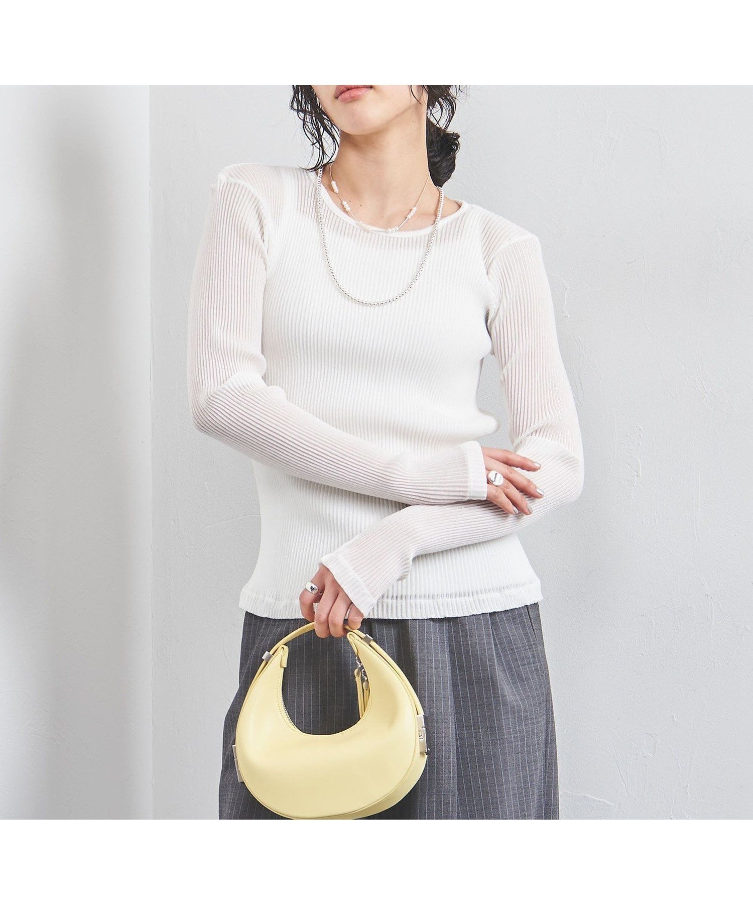 【ユナイテッドアローズ/UNITED ARROWS】のシアー フィット クルーネック カットソー インテリア・キッズ・メンズ・レディースファッション・服の通販 founy(ファニー) ファッション Fashion レディースファッション Fashion for Women トップス・カットソー Cut & Sew Tops カットソー・ベーシックTシャツ Cut-and-Sewn Tops / Stretch Tees & Basics インナー Innerwear カットソー Cut and Sewn Top キャミソール Camisole, Spaghetti Strap Top シアー Sheer, See-Through ジャケット Jacket, Outerwear タンク Tank Top, Sleeveless Top デコルテ Décolleté, Neckline トリミング Trimming, Decorative Edge フィット Fit, Slim Fit ボーダー Border, Stripe 別注 Limited Edition, Custom Order 無地 Plain, Solid Color アウトレット Outlet / Clearance WHITE|ID: prp329100004785150 ipo3291000000034790306