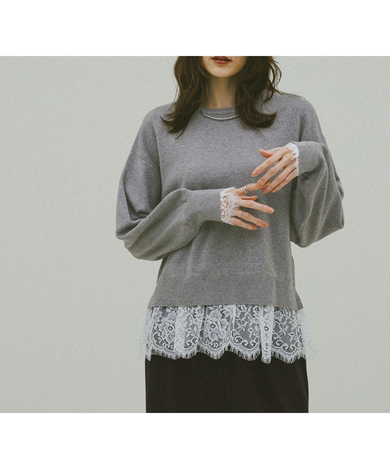 【グローバルワーク/GLOBAL WORK】のメルティレースドッキングプルオーバー/581158 人気、トレンドファッション・服の通販 founy(ファニー) ファッション Fashion レディースファッション Fashion for Women トップス・カットソー Cut & Sew Tops カジュアルプルオーバー・ニットトップス Pullovers & Knit Tops / Casual Pullovers おすすめ Recommended / Our Picks なめらか Smooth, Silky Texture シンプル Simple, Minimal デニム Denim, Jeans Material レース Lace, Lace Fabric other-1|ID: prp329100004785152 ipo3291000000034882941