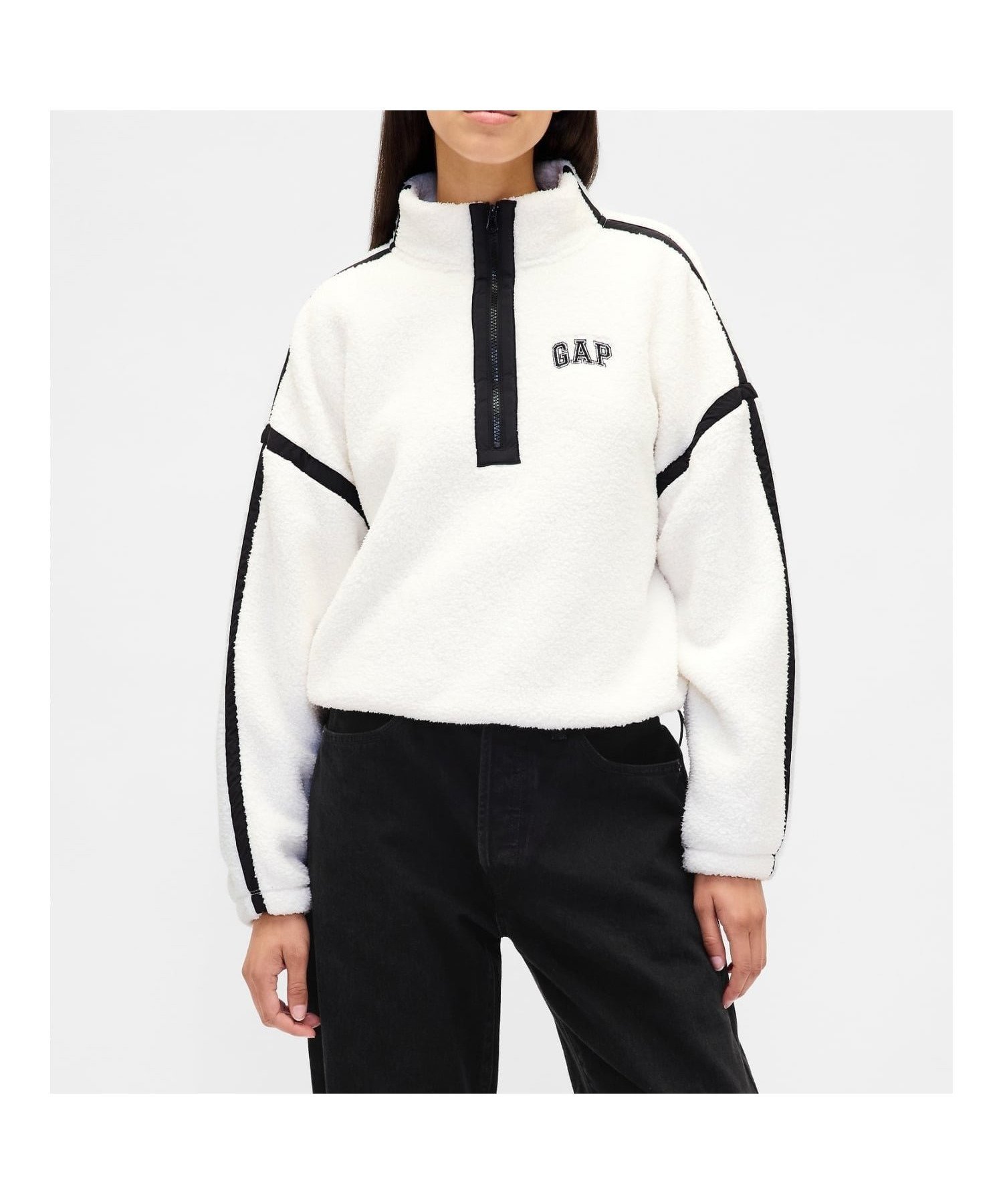 【ギャップ/GAP】のリサイクル オーバーサイズ クロップド ハーフジップ スウェットシャツ インテリア・キッズ・メンズ・レディースファッション・服の通販 founy(ファニー) ファッション Fashion レディースファッション Fashion for Women トップス・カットソー Cut & Sew Tops シャツ・ブラウス・オフィスカジュアル Elegant Blouses & Button-Ups レディースパーカー・カジュアルフーディー Casual Hoodies & Sweatshirts スウェット・クルーネックトップス Sweatshirts & Crewnecks / Relaxed Fit Sweat Tops クロップド Cropped, Short Length ショルダー Shoulder, Shoulder Strap スタンド Stand Collar, Upright Stand ドロップ Drop Shoulder, Dropped Style 長袖 Long Sleeve, Full Sleeve NEW_OFF_WHITE|ID: prp329100004785155 ipo3291000000034896412