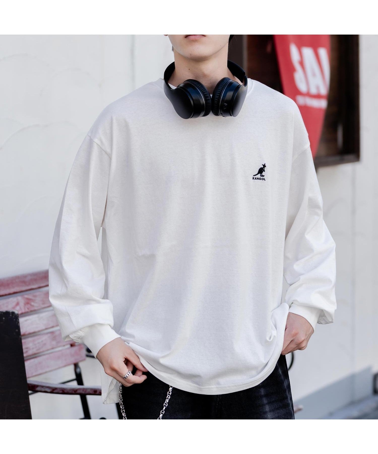 【ロッキーモンロー/Rocky Monroe】の【KANGOL】*【Rocky Monroe】別注コラボワンポイント刺繍長袖Tシャツ インテリア・キッズ・メンズ・レディースファッション・服の通販 founy(ファニー) 　ファッション　Fashion　レディースファッション　Fashion for Women　トップス・カットソー　Cut & Sew Tops　シャツ・ブラウス・オフィスカジュアル　Elegant Blouses & Button-Ups　ロングTシャツ・Tシャツ　Longline T-Shirts & Tees　吸水　Absorbent, Quick-Dry　スラックス　Slacks, Dress Pants　トレンド　Trend, Trending Now　人気　Popular, Best Seller　長袖　Long Sleeve, Full Sleeve　バランス　Balance, Style Balance　別注　Limited Edition, Custom Order　メンズ　Men's, Menswear　リラックス　Relax, Relaxed Fit　ワイド　Wide, Wide Fit　ワンポイント　One Point, Statement Accent　再入荷　Restock / Back in Stock　おすすめ　Recommended / Our Picks　エレガント 上品　Elegant　ホワイト|ID: prp329100004785182 ipo3291000000034963142