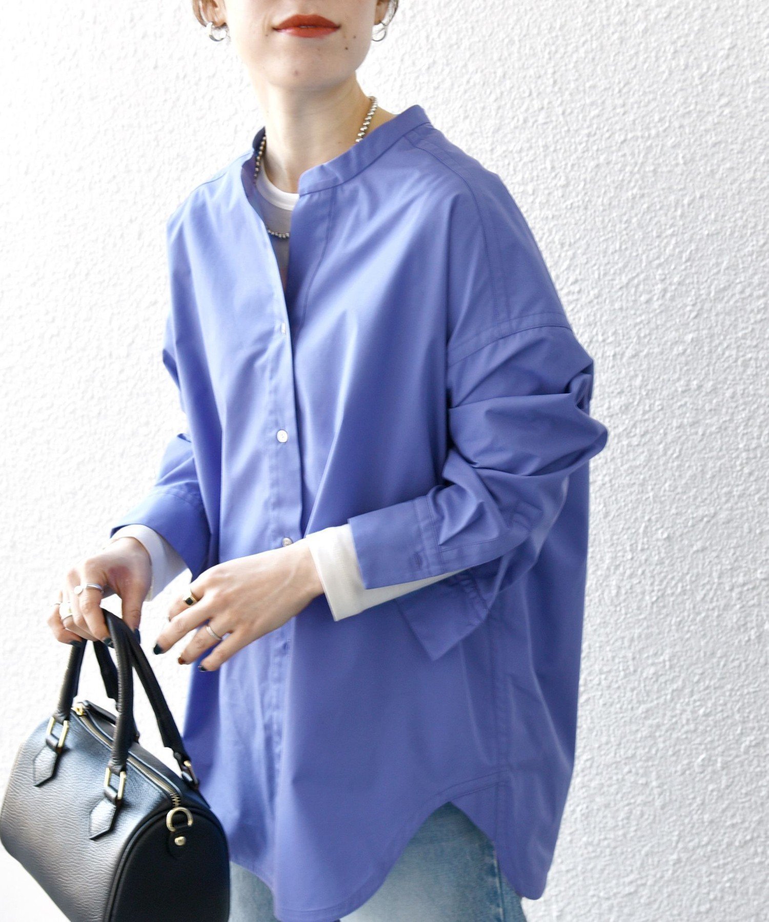 【シップス フォー ウィメン/SHIPS】のSHIPS any 洗濯機可能 REPREVE バンド カラー シャツ インテリア・キッズ・メンズ・レディースファッション・服の通販 founy(ファニー) 　ファッション　Fashion　レディースファッション　Fashion for Women　トップス・カットソー　Cut & Sew Tops　シャツ・ブラウス・オフィスカジュアル　Elegant Blouses & Button-Ups　インナー　Innerwear　洗える　Machine Washable　トレンド　Trend, Trending Now　定番　Standard, Basic Item　ボトム　Bottoms, Lower Wear　ワイド　Wide, Wide Fit　2025年　2025　2025春夏・S/S　Spring/Summer 2025 SS25　ロイヤルブルー|ID: prp329100004785196 ipo3291000000035000815