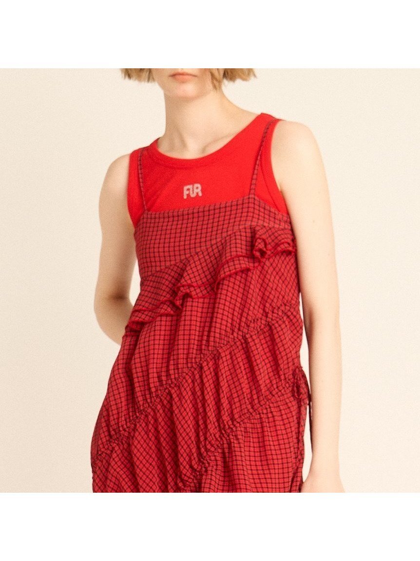 【ファーファー/FURFUR】のクリスタルロゴタンクトップ インテリア・キッズ・メンズ・レディースファッション・服の通販 founy(ファニー) 　ファッション　Fashion　レディースファッション　Fashion for Women　インナー　Innerwear　クリスタル　Crystal, Swarovski　シアー　Sheer, See-Through　シンプル　Simple, Minimal　スマート　Smart, Elegant　タンク　Tank Top, Sleeveless Top　フロント　Front, Front Design　RED[046]|ID: prp329100004785201 ipo3291000000035138781