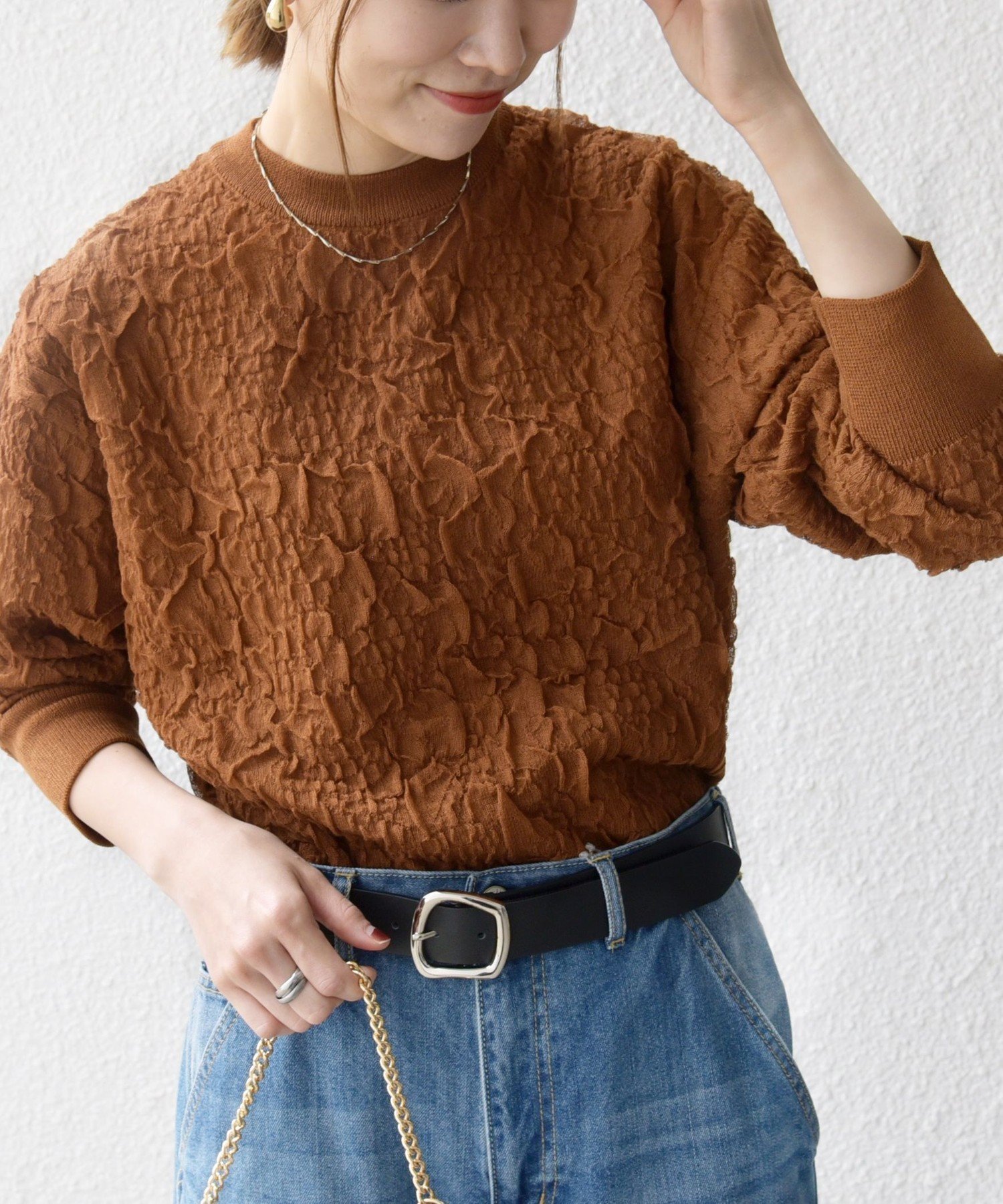 【シップス フォー ウィメン/SHIPS】の【WEB限定】SHIPS any 手洗い可能 ジャカード バンピー クルーネック プルオーバー インテリア・キッズ・メンズ・レディースファッション・服の通販 founy(ファニー) ファッション Fashion レディースファッション Fashion for Women トップス・カットソー Cut & Sew Tops カジュアルプルオーバー・ニットトップス Pullovers & Knit Tops / Casual Pullovers 洗える Machine Washable ジャカード/ジャガード Jacquard, Woven Pattern ジャケット Jacket, Outerwear 人気 Popular, Best Seller バランス Balance, Style Balance レース Lace, Lace Fabric 2025年 2025 2025-2026秋冬・A/W Autumn/Winter 2025–26 AW25–26 キャメル|ID: prp329100004785203 ipo3291000000034871793