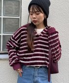 【チャオパニックティピー/CIAOPANIC TYPY】のベロアボーダースキッパーポロトップス 人気、トレンドファッション・服の通販 founy(ファニー) ファッション Fashion レディースファッション Fashion for Women トップス・カットソー Cut & Sew Tops ベロアトップス Velour Tops / Velvet-Look Items ショート Short, Short Length スキッパー Skipper, Open Collar スリット Slit, Slit Detail デニム Denim, Jeans Material トレンド Trend, Trending Now バランス Balance, Style Balance ベロア Velour, Soft Velvet ボーダー Border, Stripe ランダム Random, Irregular リラックス Relax, Relaxed Fit ロング Long, Long-Length ワイド Wide, Wide Fit A/W・秋冬 Autumn/Winter おすすめ Recommended / Our Picks thumbnail バーガンディー|ID: prp329100004785210 ipo3291000000034933012