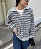 【チャオパニックティピー/CIAOPANIC TYPY】のベロアボーダースキッパーポロトップス 人気、トレンドファッション・服の通販 founy(ファニー) ファッション Fashion レディースファッション Fashion for Women トップス・カットソー Cut & Sew Tops ベロアトップス Velour Tops / Velvet-Look Items ショート Short, Short Length スキッパー Skipper, Open Collar スリット Slit, Slit Detail デニム Denim, Jeans Material トレンド Trend, Trending Now バランス Balance, Style Balance ベロア Velour, Soft Velvet ボーダー Border, Stripe ランダム Random, Irregular リラックス Relax, Relaxed Fit ロング Long, Long-Length ワイド Wide, Wide Fit A/W・秋冬 Autumn/Winter おすすめ Recommended / Our Picks thumbnail グレー|ID: prp329100004785210 ipo3291000000034933013