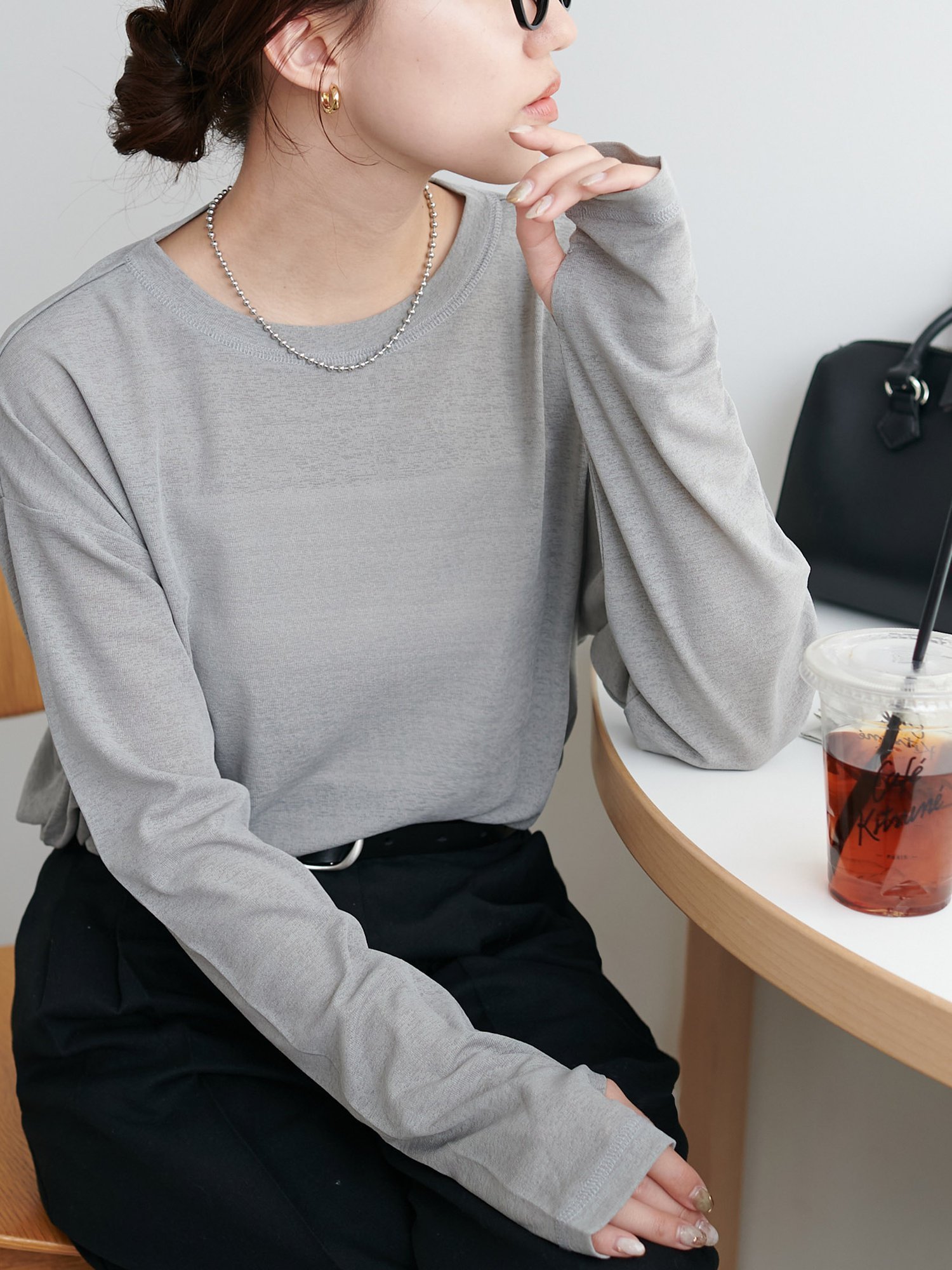 【ディスコート/Discoat】の《新色追加/全12色展開!》梨地シアーシンプルTシャツ【WEB限定】 インテリア・キッズ・メンズ・レディースファッション・服の通販 founy(ファニー) 　ファッション　Fashion　レディースファッション　Fashion for Women　トップス・カットソー　Cut & Sew Tops　シャツ・ブラウス・オフィスカジュアル　Elegant Blouses & Button-Ups　ロングTシャツ・Tシャツ　Longline T-Shirts & Tees　おすすめ　Recommended / Our Picks　インナー　Innerwear　シアー　Sheer, See-Through　スリーブ　Sleeve, Long Sleeve / Short Sleeve　ロング　Long, Long-Length　エレガント 上品　Elegant　夏　Summer　春　Spring　S/S・春夏　SS, Spring/Summer, Warm Season　A/W・秋冬　Autumn/Winter　グレー|ID: prp329100004785259 ipo3291000000034788794