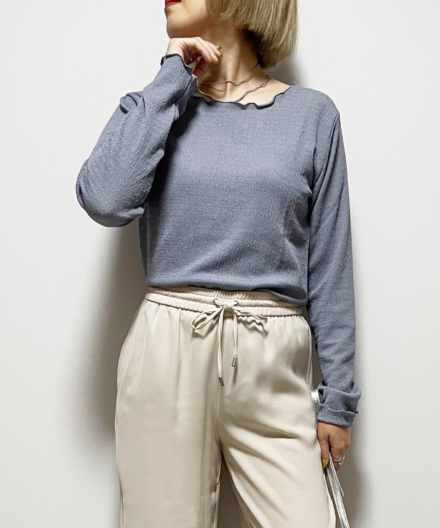 【リラクロ/relaclo】のmitis/カットシャーリングメロークルーネックロンT インテリア・キッズ・メンズ・レディースファッション・服の通販 founy(ファニー) 　ファッション　Fashion　レディースファッション　Fashion for Women　トップス・カットソー　Cut & Sew Tops　ロングTシャツ・Tシャツ　Longline T-Shirts & Tees　ストレート　Straight, Straight Cut　スリーブ　Sleeve, Long Sleeve / Short Sleeve　フィット　Fit, Slim Fit　ベーシック　Basic, Essential　ロング　Long, Long-Length　ブルー|ID: prp329100004785304 ipo3291000000034797695