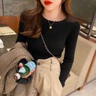 【ココモモ/COCOMOMO】のクルーネック カットソー メロウフリル ストレッチ トップス 長袖 プルオーバー 人気、トレンドファッション・服の通販 founy(ファニー) ファッション Fashion レディースファッション Fashion for Women トップス・カットソー Cut & Sew Tops カジュアルプルオーバー・ニットトップス Pullovers & Knit Tops / Casual Pullovers カットソー・ベーシックTシャツ Cut-and-Sewn Tops / Stretch Tees & Basics イエロー Yellow インナー Innerwear オレンジ Orange カットソー Cut and Sewn Top キャミワンピース Cami Dress, Slip Dress シンプル Simple, Minimal ストレッチ Stretch, Stretchy Fabric フィット Fit, Slim Fit 長袖 Long Sleeve, Full Sleeve thumbnail ブラック|ID: prp329100004785307 ipo3291000000034890032