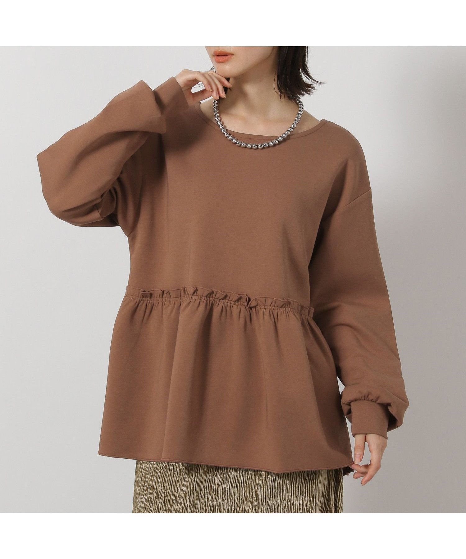 【ラコレ/LAKOLE】の2WAYフリルティアードプルオーバー インテリア・キッズ・メンズ・レディースファッション・服の通販 founy(ファニー) 　ファッション　Fashion　レディースファッション　Fashion for Women　トップス・カットソー　Cut & Sew Tops　カジュアルプルオーバー・ニットトップス　Pullovers & Knit Tops / Casual Pullovers　おすすめ　Recommended / Our Picks　ギャザー　Gathered, Ruffled　ストレッチ　Stretch, Stretchy Fabric　タートル　Turtleneck, Turtle Collar　ボトム　Bottoms, Lower Wear　ブラウン|ID: prp329100004785316 ipo3291000000034795864