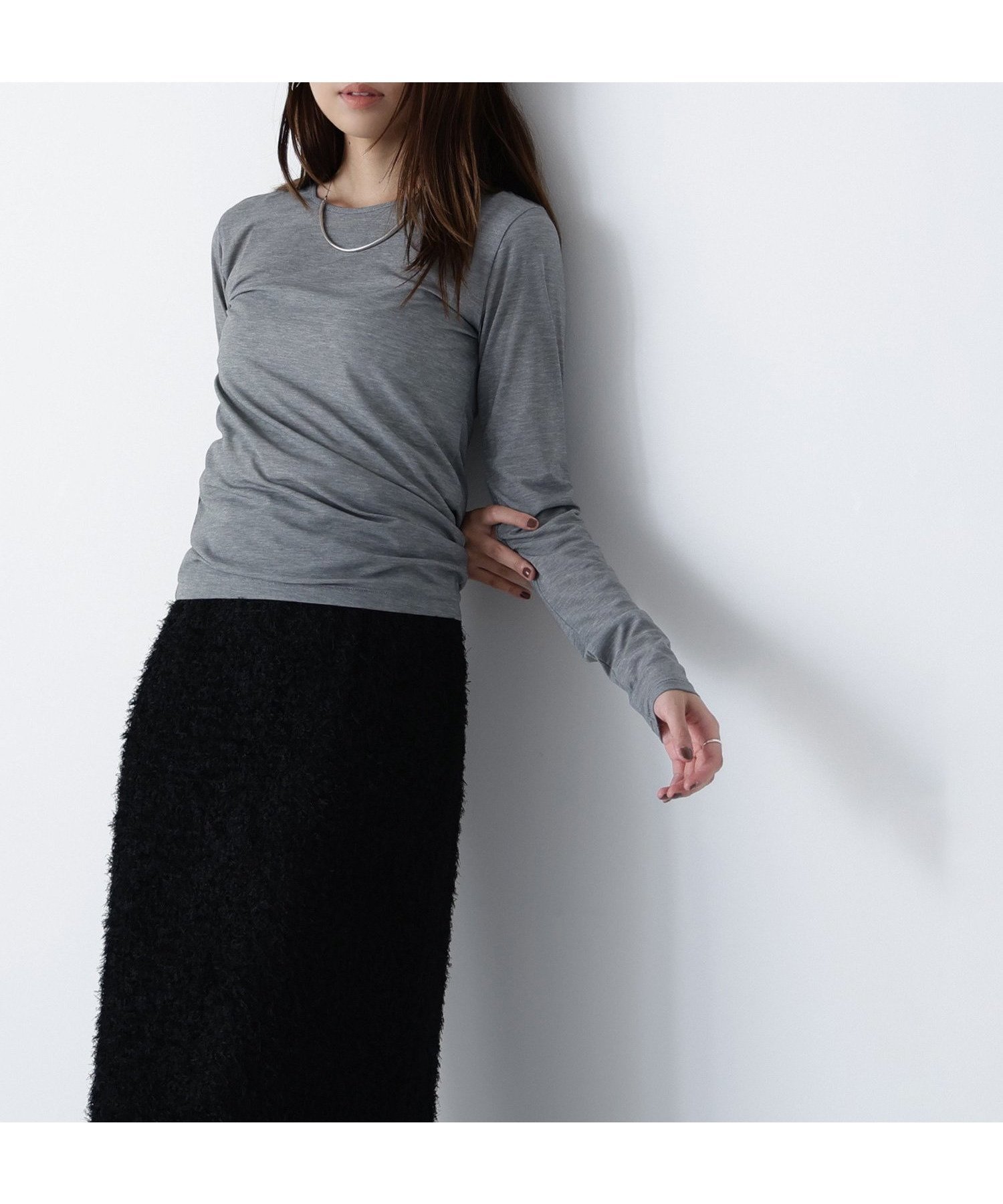 【ナチュラル ビューティー ベーシック/NATURAL BEAUTY BASIC】のシアーカットソーシリーズ クルーネック インテリア・キッズ・メンズ・レディースファッション・服の通販 founy(ファニー) 　雑誌掲載アイテム　Magazine Picks & Fashion Features　ファッション雑誌　Fashion Magazines　オッジ　Oggi　ファッション　Fashion　レディースファッション　Fashion for Women　トップス・カットソー　Cut & Sew Tops　カットソー・ベーシックTシャツ　Cut-and-Sewn Tops / Stretch Tees & Basics　インナー　Innerwear　キャミソール　Camisole, Spaghetti Strap Top　ハイネック　High Neck, Mock Neck　雑誌　Magazine, Fashion Magazine　グレー|ID: prp329100004785368 ipo3291000000034738429