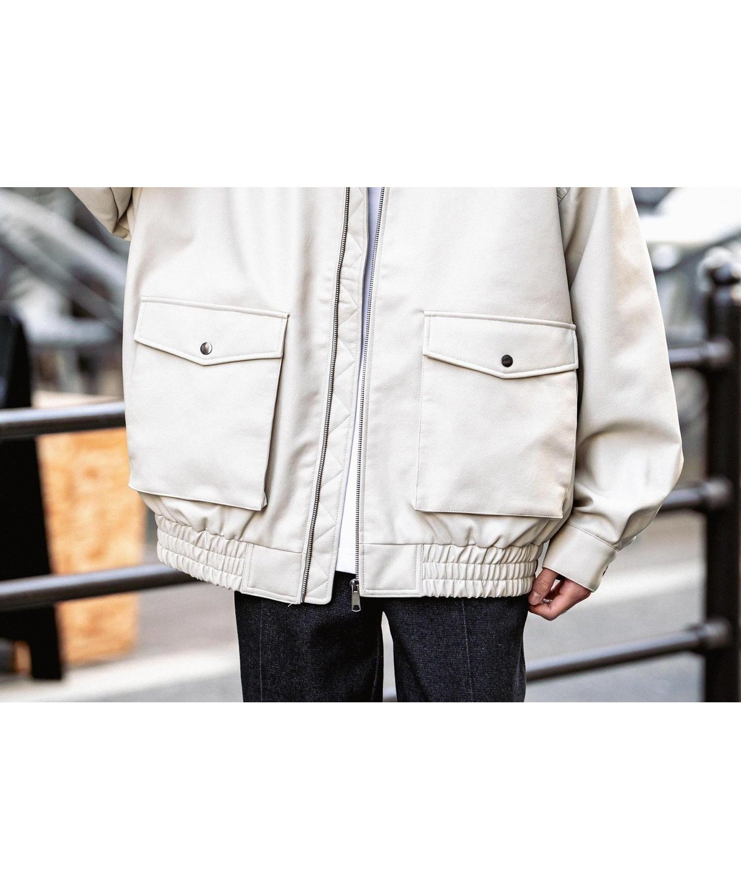 【ロッキーモンロー/Rocky Monroe】のPUレザー G-1型フライトブルゾン インテリア・キッズ・メンズ・レディースファッション・服の通販 founy(ファニー) 　ファッション　Fashion　レディースファッション　Fashion for Women　アウター　Coat / Outerwear Collection　ブルゾンジャケット・スポーティアウター　Blouson Jackets　インナー　Innerwear　カットソー　Cut and Sewn Top　カーゴパンツ　Cargo Pants, Utility Pants　シャーリング　Shirring, Ruched　スマホ　Smartphone, Mobile Device　スラックス　Slacks, Dress Pants　デニム　Denim, Jeans Material　トレーナー　Sweatshirt, Trainer　バランス　Balance, Style Balance　ビッグ　Big, Oversized　フラップ　Flap, Flap Pocket　フレア　Flare, Flared　フロント　Front, Front Design　ブルゾン　Blouson, Bomber Jacket　プリーツ　Pleats, Pleated　ポケット　Pocket, Pocket Detail　防寒　Cold Protection, Winter-Ready　リラックス　Relax, Relaxed Fit　ワイド　Wide, Wide Fit　再入荷　Restock / Back in Stock　エレガント 上品　Elegant　アイボリー|ID: prp329100004785375 ipo3291000000034965737