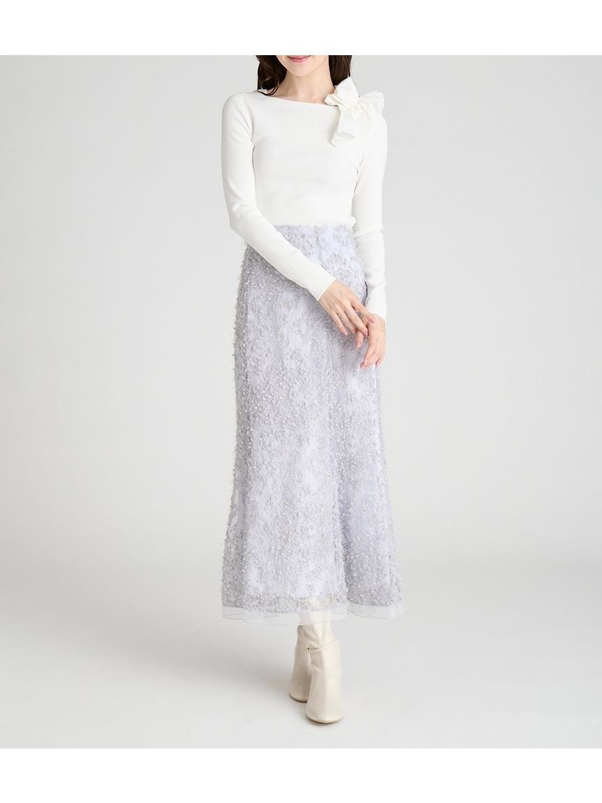 【セルフォード/CELFORD】のスパンコールレース刺繍スカート インテリア・キッズ・メンズ・レディースファッション・服の通販 founy(ファニー) 　ファッション　Fashion　レディースファッション　Fashion for Women　スカート　Skirts　スパンコール　Sequins, Sequin Embellishment　スマート　Smart, Elegant　チュール　Tulip, Tulip Motif　ホリデーシーズン　Holiday Season　レース　Lace, Lace Fabric　SAX[083]|ID: prp329100004785377 ipo3291000000034927439
