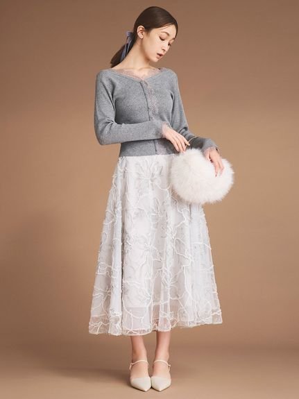 【セルフォード/CELFORD】のブラッシュドエンブロイダリースカート 人気、トレンドファッション・服の通販 founy(ファニー) 　ファッション　Fashion　レディースファッション　Fashion for Women　スカート　Skirts　オーガンジー　Organza Fabric　シアー　Sheer, See-Through　シンプル　Simple, Minimal　スマート　Smart, Elegant　チュール　Tulip, Tulip Motif　フレア　Flare, Flared　エレガント 上品　Elegant　A/W・秋冬　Autumn/Winter　 other-1|ID: prp329100004785389 ipo3291000000034935438