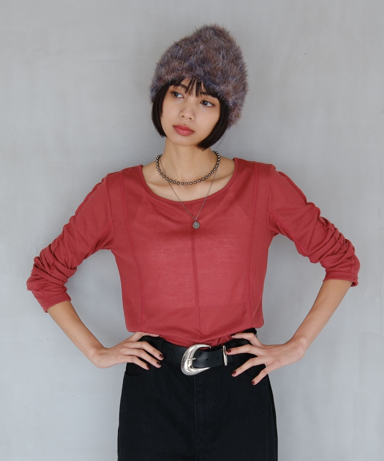 【ページボーイ/PAGEBOY】のアウトシームシアーロングスリーブ インテリア・キッズ・メンズ・レディースファッション・服の通販 founy(ファニー) ファッション Fashion レディースファッション Fashion for Women 秋 Autumn カットソー Cut and Sewn Top バランス Balance, Style Balance フィット Fit, Slim Fit ロング Long, Long-Length 夏 Summer レッド35|ID: prp329100004785396 ipo3291000000034795461