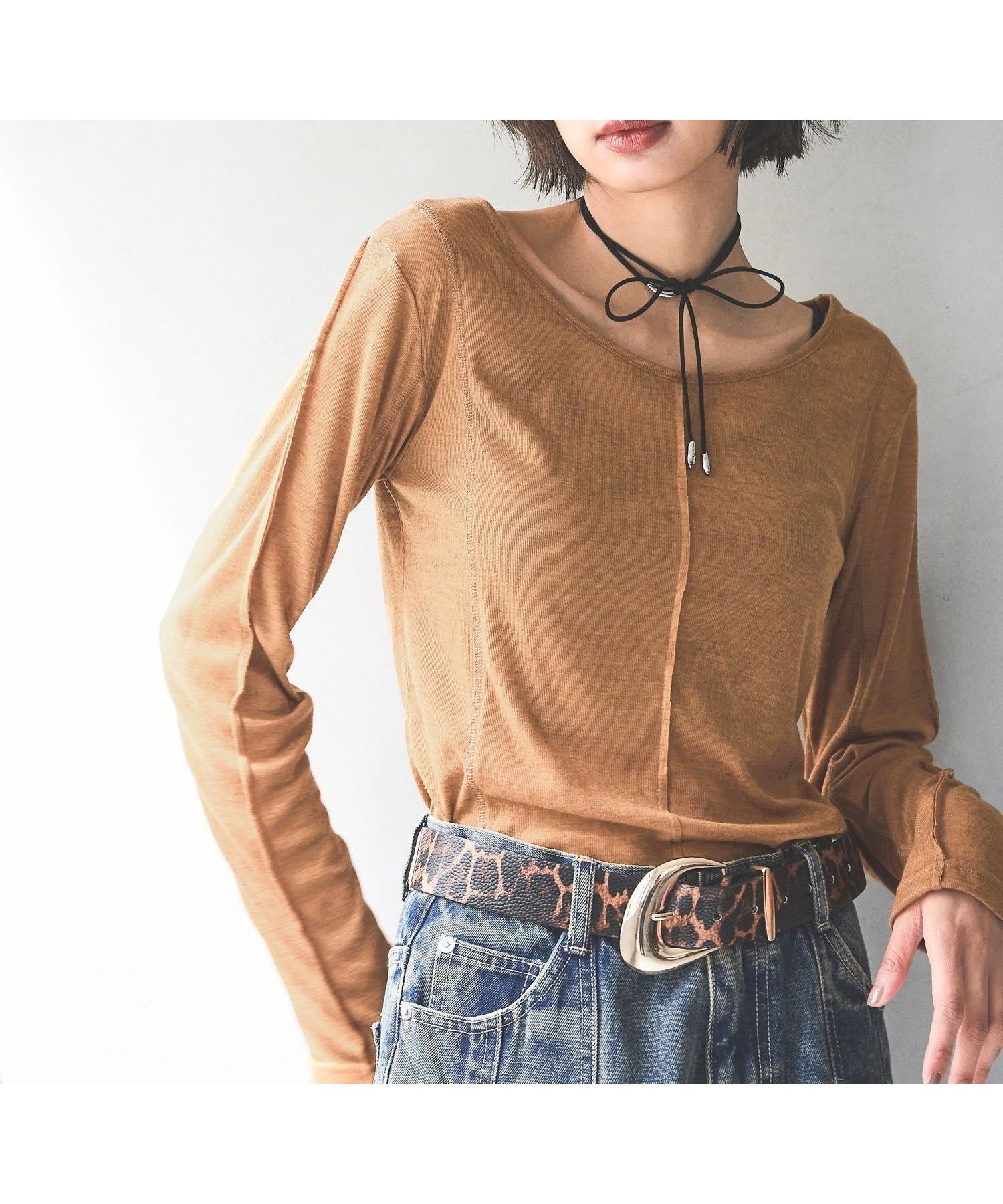 【ページボーイ/PAGEBOY】のアウトシームシアーロングスリーブ インテリア・キッズ・メンズ・レディースファッション・服の通販 founy(ファニー) ファッション Fashion レディースファッション Fashion for Women 秋 Autumn カットソー Cut and Sewn Top バランス Balance, Style Balance フィット Fit, Slim Fit ロング Long, Long-Length 夏 Summer マスタード65|ID: prp329100004785396 ipo3291000000034795463