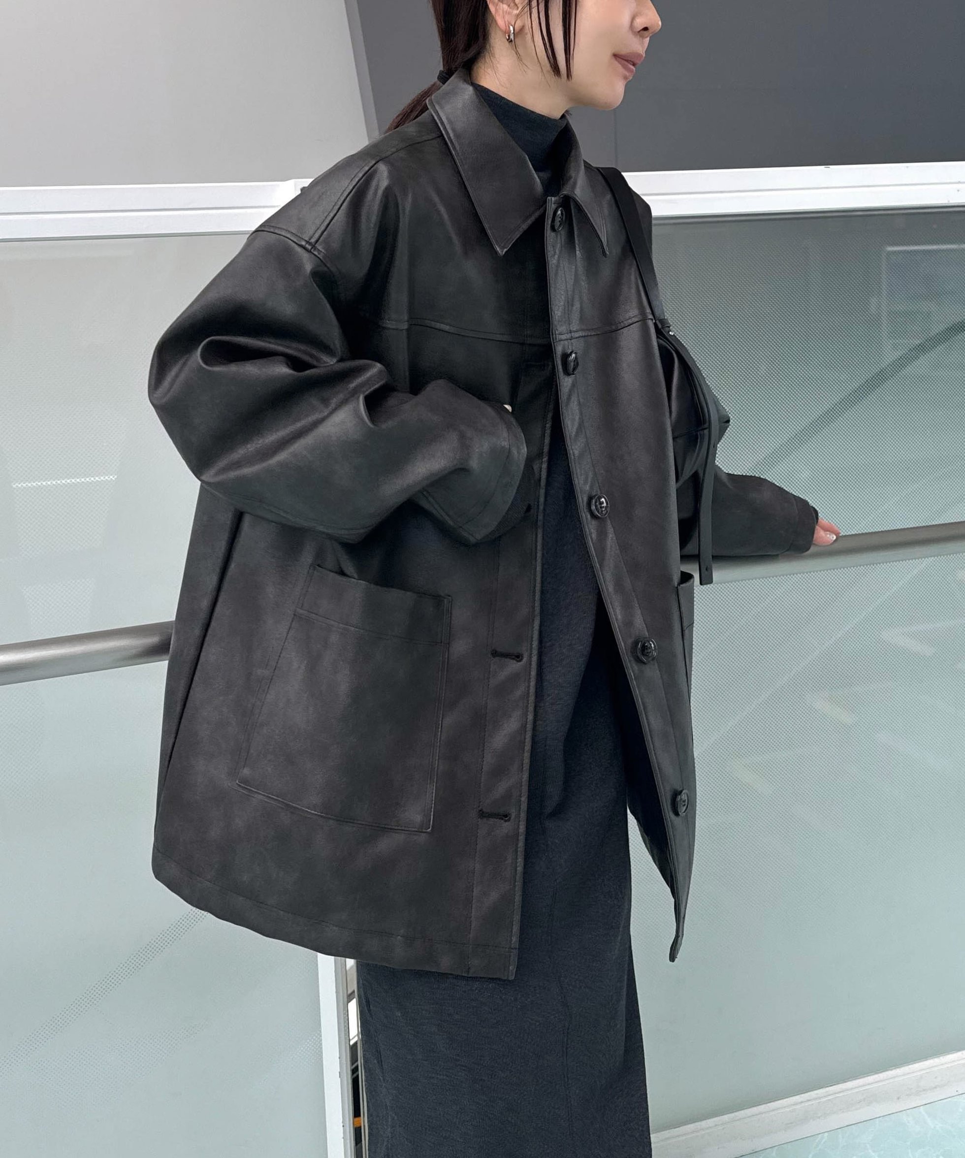 【セレクトモカ/SELECT MOCA】の【人気インフルエンサーコラボbySON】ステンカラーフェイクレザージャケット 人気、トレンドファッション・服の通販 founy(ファニー) 　ファッション　Fashion　レディースファッション　Fashion for Women　アウター　Coat / Outerwear Collection　レディースジャケット・軽アウター　Jackets　シンプル　Simple, Minimal　ジャケット　Jacket, Outerwear　パーカー　Hoodie, Parka　フェイクレザー　Faux Leather, PU Leather　ルーズ　Loose, Oversized　人気　Popular, Best Seller　 other-1|ID: prp329100004785447 ipo3291000000034859611