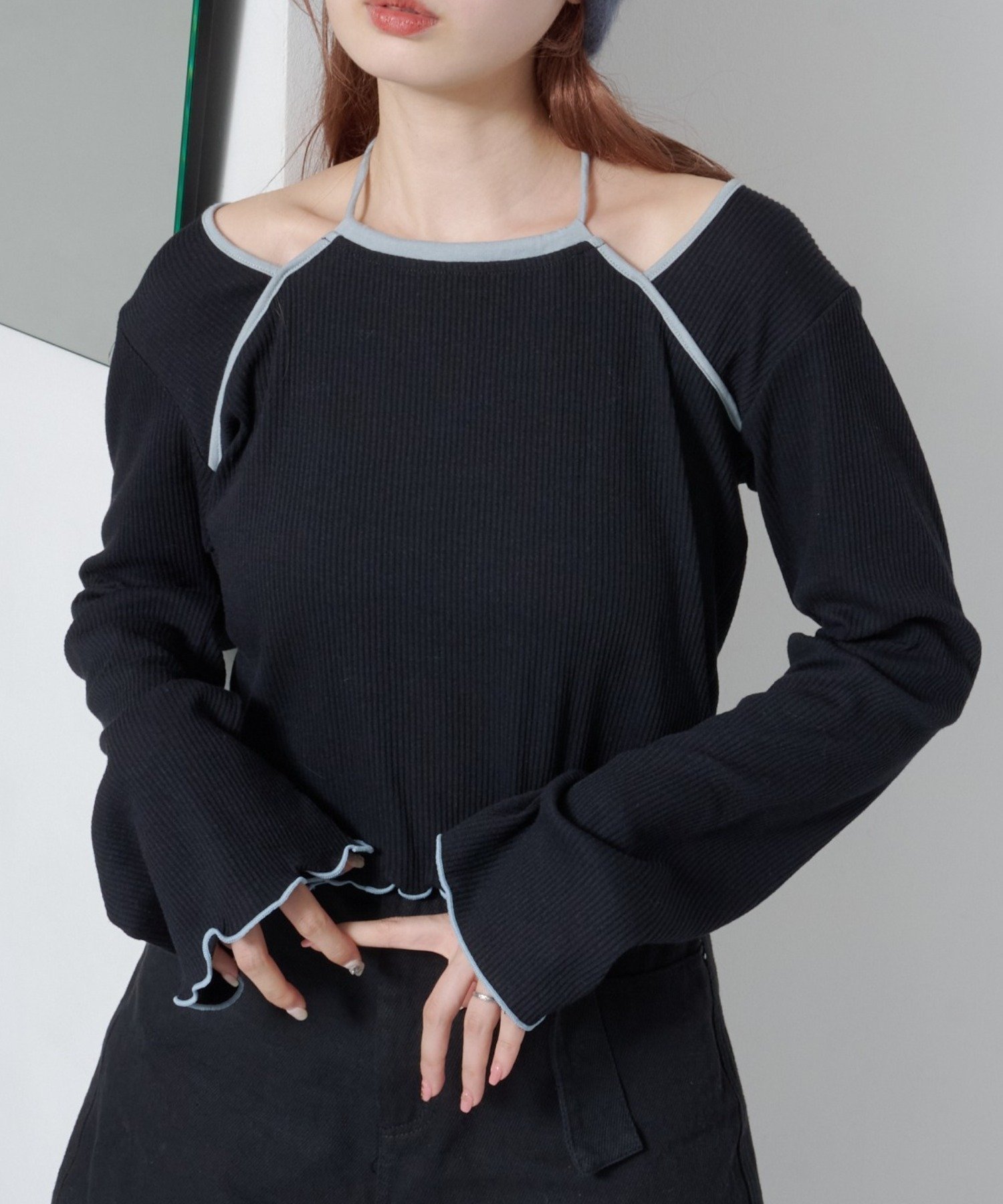 【パルグループ/PAL GROUP】の【Kastane】配色パイピングアメスリプルオーバー インテリア・キッズ・メンズ・レディースファッション・服の通販 founy(ファニー) 　ファッション　Fashion　レディースファッション　Fashion for Women　トップス・カットソー　Cut & Sew Tops　カジュアルプルオーバー・ニットトップス　Pullovers & Knit Tops / Casual Pullovers　インナー　Innerwear　洗える　Machine Washable　キャミワンピース　Cami Dress, Slip Dress　サロペット　Overalls, Salopette　タンク　Tank Top, Sleeveless Top　デニム　Denim, Jeans Material　長袖　Long Sleeve, Full Sleeve　パイピング　Piping, Trim Design　ロング　Long, Long-Length　ワイド　Wide, Wide Fit　再入荷　Restock / Back in Stock　ブラック|ID: prp329100004785488 ipo3291000000034738941