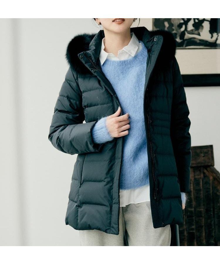 【アンタイトル/UNTITLED】の【はっ水機能/フード取り外し可】ミディダウンコート インテリア・キッズ・メンズ・レディースファッション・服の通販 founy(ファニー) 　ファッション　Fashion　レディースファッション　Fashion for Women　アウター　Coat / Outerwear Collection　コート・ロングコート・ピーコート　Long Coats, Peacoats & More　ダウンジャケット・軽量ダウン　Warm & Lightweight Down Jackets　軽量　Lightweight, Ultra Light　スマート　Smart, Elegant　タフタ　Taffeta, Structured Fabric　ダウン　Down, Puffer　定番　Standard, Basic Item　フォックス　Fox, Fox Fur　ポケット　Pocket, Pocket Detail　防寒　Cold Protection, Winter-Ready　ロング　Long, Long-Length　ブラック|ID: prp329100004785504 ipo3291000000034880743