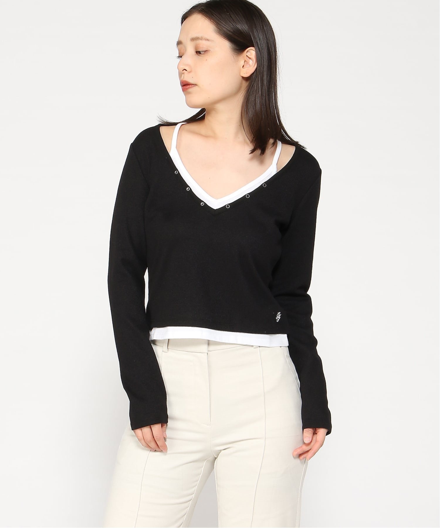 【ゲス/GUESS】のGUESS JEANS/Layered Waffle Top インテリア・キッズ・メンズ・レディースファッション・服の通販 founy(ファニー) 　ファッション　Fashion　レディースファッション　Fashion for Women　ワンピース　Dresses　ブラック|ID: prp329100004785513 ipo3291000000034739021