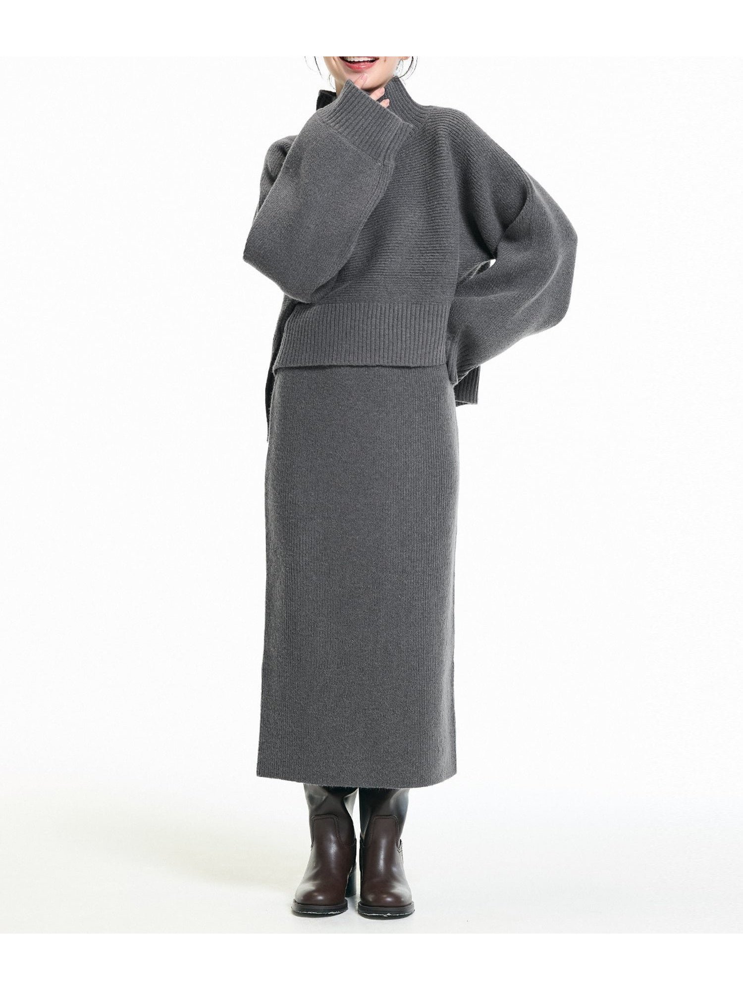 【コカ/COCA】のニットセットアップワンピース インテリア・キッズ・メンズ・レディースファッション・服の通販 founy(ファニー) ファッション Fashion レディースファッション Fashion for Women ワンピース Dresses アクリル Acrylic Material 秋 Autumn シンプル Simple, Minimal セットアップ Set-Up, Coordinated Outfit セーター Sweater, Knitwear ポケット Pocket, Pocket Detail 冬 Winter / This Winter 2024年 2024 2024-2025秋冬・A/W Autumn/Winter 2024–25 AW24–25 Charcoal|ID: prp329100004785525 ipo3291000000034787299