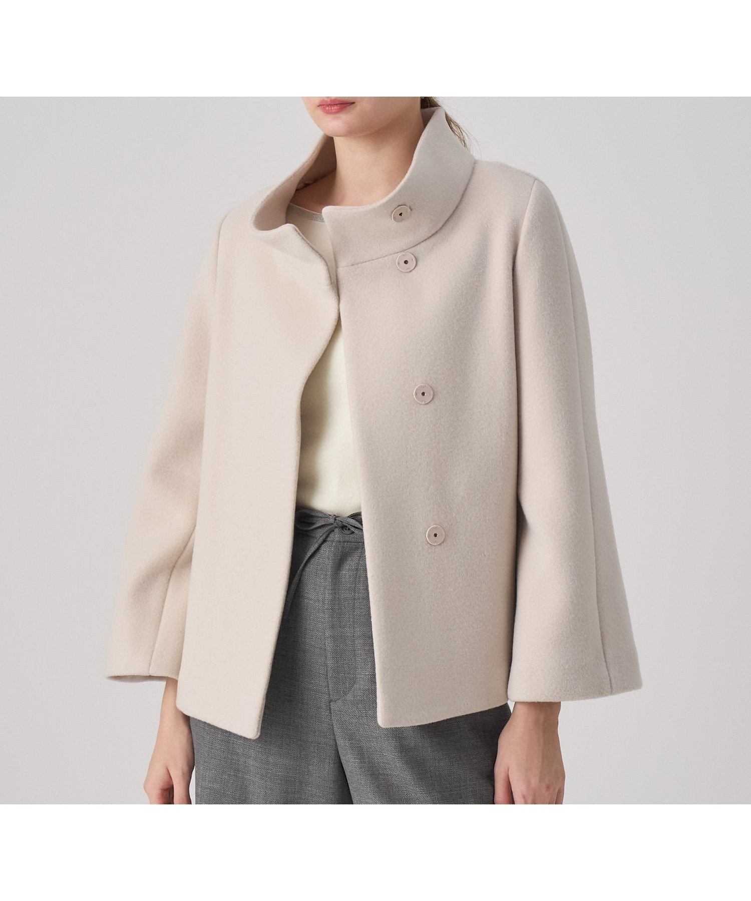 【アナイ/ANAYI】のウールビーバーショートコート インテリア・キッズ・メンズ・レディースファッション・服の通販 founy(ファニー) 　ファッション　Fashion　レディースファッション　Fashion for Women　アウター　Coat / Outerwear Collection　コート・ロングコート・ピーコート　Long Coats, Peacoats & More　コンパクト　Compact, Small Size　ショート　Short, Short Length　スマート　Smart, Elegant　スリーブ　Sleeve, Long Sleeve / Short Sleeve　定番　Standard, Basic Item　パターン　Pattern, Design Print　パープル　Purple, Violet　A/W・秋冬　Autumn/Winter　再入荷　Restock / Back in Stock　pink beige|ID: prp329100004785529 ipo3291000000035046696