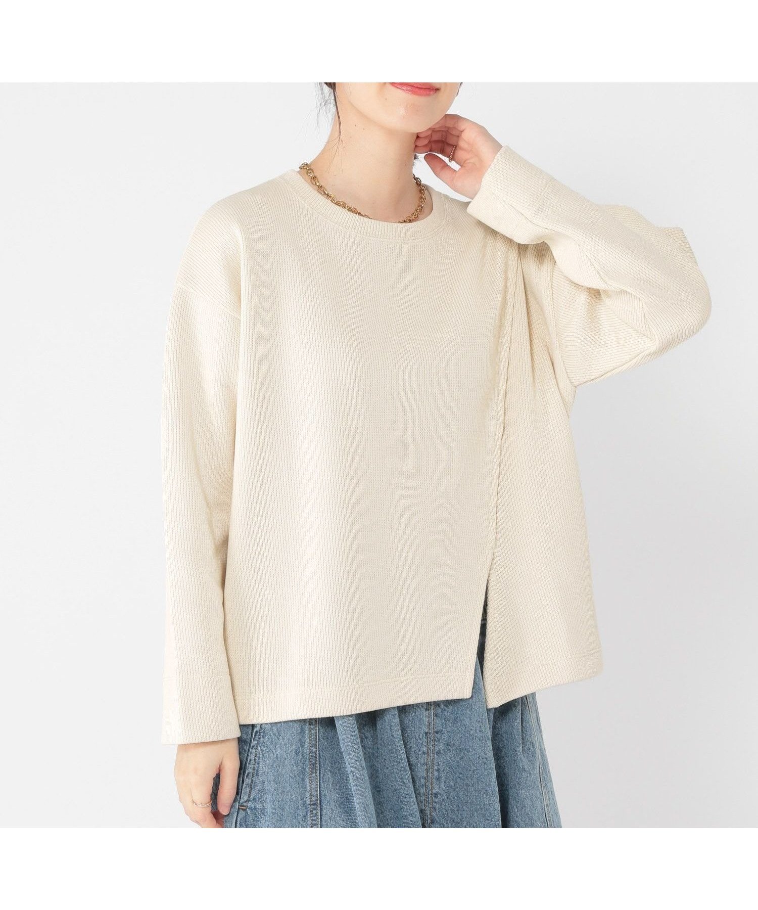 【スタディオ クリップ/studio CLIP】のハリヌキスリットプルオーバー インテリア・キッズ・メンズ・レディースファッション・服の通販 founy(ファニー) 　ファッション　Fashion　レディースファッション　Fashion for Women　トップス・カットソー　Cut & Sew Tops　カジュアルプルオーバー・ニットトップス　Pullovers & Knit Tops / Casual Pullovers　カットソー　Cut and Sewn Top　ショルダー　Shoulder, Shoulder Strap　スリット　Slit, Slit Detail　トレンド　Trend, Trending Now　ドロップ　Drop Shoulder, Dropped Style　アイボリー|ID: prp329100004785531 ipo3291000000034775209