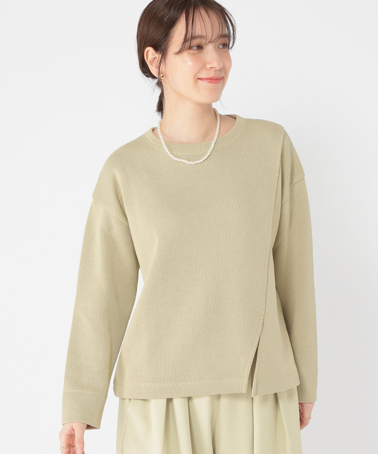 【スタディオ クリップ/studio CLIP】のハリヌキスリットプルオーバー インテリア・キッズ・メンズ・レディースファッション・服の通販 founy(ファニー) 　ファッション　Fashion　レディースファッション　Fashion for Women　トップス・カットソー　Cut & Sew Tops　カジュアルプルオーバー・ニットトップス　Pullovers & Knit Tops / Casual Pullovers　カットソー　Cut and Sewn Top　ショルダー　Shoulder, Shoulder Strap　スリット　Slit, Slit Detail　トレンド　Trend, Trending Now　ドロップ　Drop Shoulder, Dropped Style　ライトグリーン|ID: prp329100004785531 ipo3291000000034775211