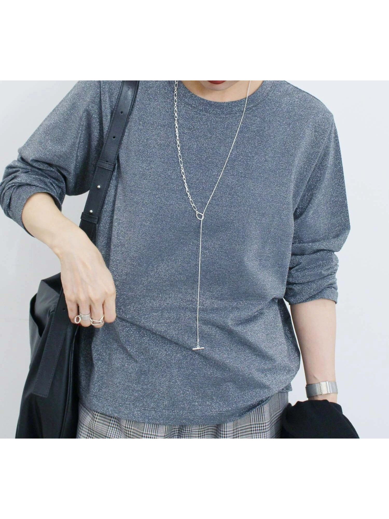 【サマンサモスモス/Samansa Mos2】のラメロンT インテリア・キッズ・メンズ・レディースファッション・服の通販 founy(ファニー) ファッション Fashion レディースファッション Fashion for Women トップス・カットソー Cut & Sew Tops ロングTシャツ・Tシャツ Longline T-Shirts & Tees おすすめ Recommended / Our Picks インナー Innerwear カーディガン Cardigan, Knitwear シンプル Simple, Minimal ジャケット Jacket, Outerwear デニム Denim, Jeans Material トレンド Trend, Trending Now チャコールグレー|ID: prp329100004785537 ipo3291000000034774347