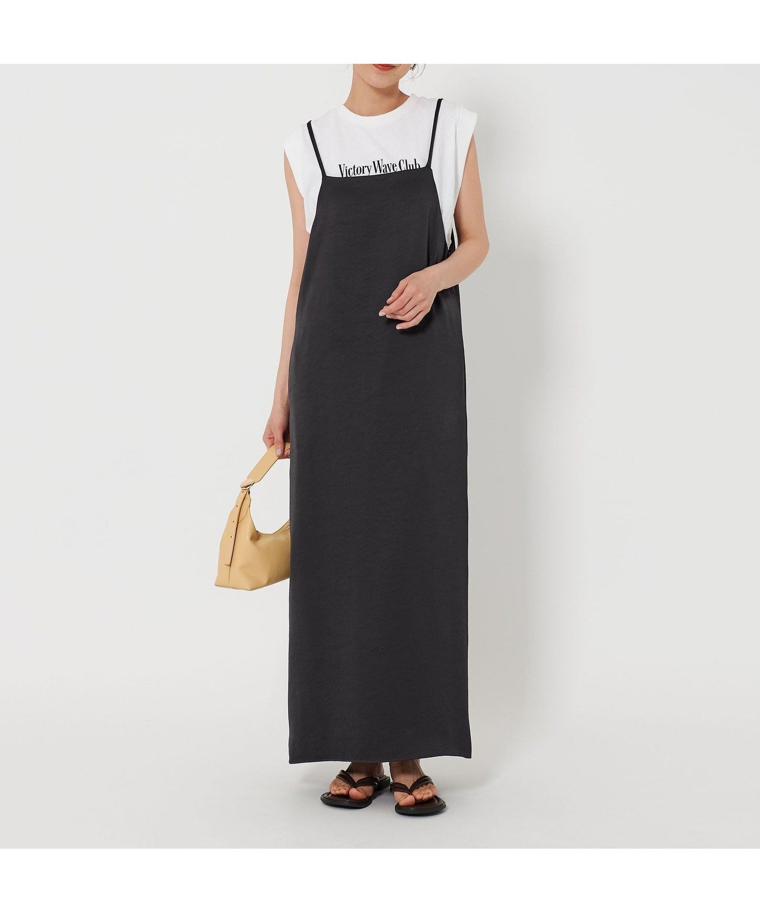 【ユナイテッドアローズ/UNITED ARROWS】のポリエステルサテン キャミワンピース インテリア・キッズ・メンズ・レディースファッション・服の通販 founy(ファニー) 　ファッション　Fashion　レディースファッション　Fashion for Women　ワンピース　Dresses　キャミソールワンピース　Camisole Dresses　カッティング　Cutting Detail　キャミワンピース　Cami Dress, Slip Dress　サテン　Satin, Glossy Fabric　シンプル　Simple, Minimal　タンク　Tank Top, Sleeveless Top　ドレープ　Drape, Draping Fabric　アウトレット　Outlet / Clearance　おすすめ　Recommended / Our Picks　夏　Summer　BLACK|ID: prp329100004785570 ipo3291000000035208721