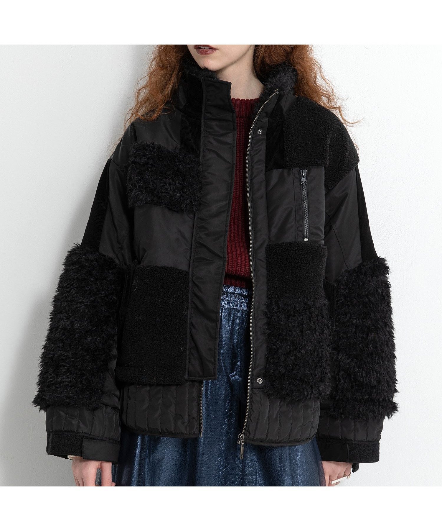 【アウラアイラ/AULA AILA】のPATCHWORK LIKE BOA BLOUSON インテリア・キッズ・メンズ・レディースファッション・服の通販 founy(ファニー) 　ファッション　Fashion　レディースファッション　Fashion for Women　アウター　Coat / Outerwear Collection　ブルゾンジャケット・スポーティアウター　Blouson Jackets　冬　Winter / This Winter　キルティング　Quilted, Quilting　コーデュロイ　Corduroy, Cord Fabric　タフタ　Taffeta, Structured Fabric　パッチワーク　Patchwork, Mixed Fabric　ブルゾン　Blouson, Bomber Jacket　ポケット　Pocket, Pocket Detail　ランダム　Random, Irregular　リメイク　Remake, Reconstructed　A/W・秋冬　Autumn/Winter　BLACK|ID: prp329100004785587 ipo3291000000035140751