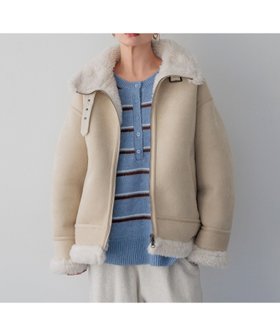 【ベイフロー/BAYFLOW】の首元もあったか シングルムートンジャケット 人気、トレンドファッション・服の通販 founy(ファニー) ファッション Fashion レディースファッション Fashion for Women アウター Coat / Outerwear Collection レディースジャケット・軽アウター Jackets おすすめ Recommended / Our Picks スタンド Stand Collar, Upright Stand デニム Denim, Jeans Material パイピング Piping, Trim Design フェイクレザー Faux Leather, PU Leather ブルゾン Blouson, Bomber Jacket マフラー Scarf, Muffler ムートン Shearling, Mouton 定番 Standard, Basic Item 防寒 Cold Protection, Winter-Ready |ID:prp329100004785601