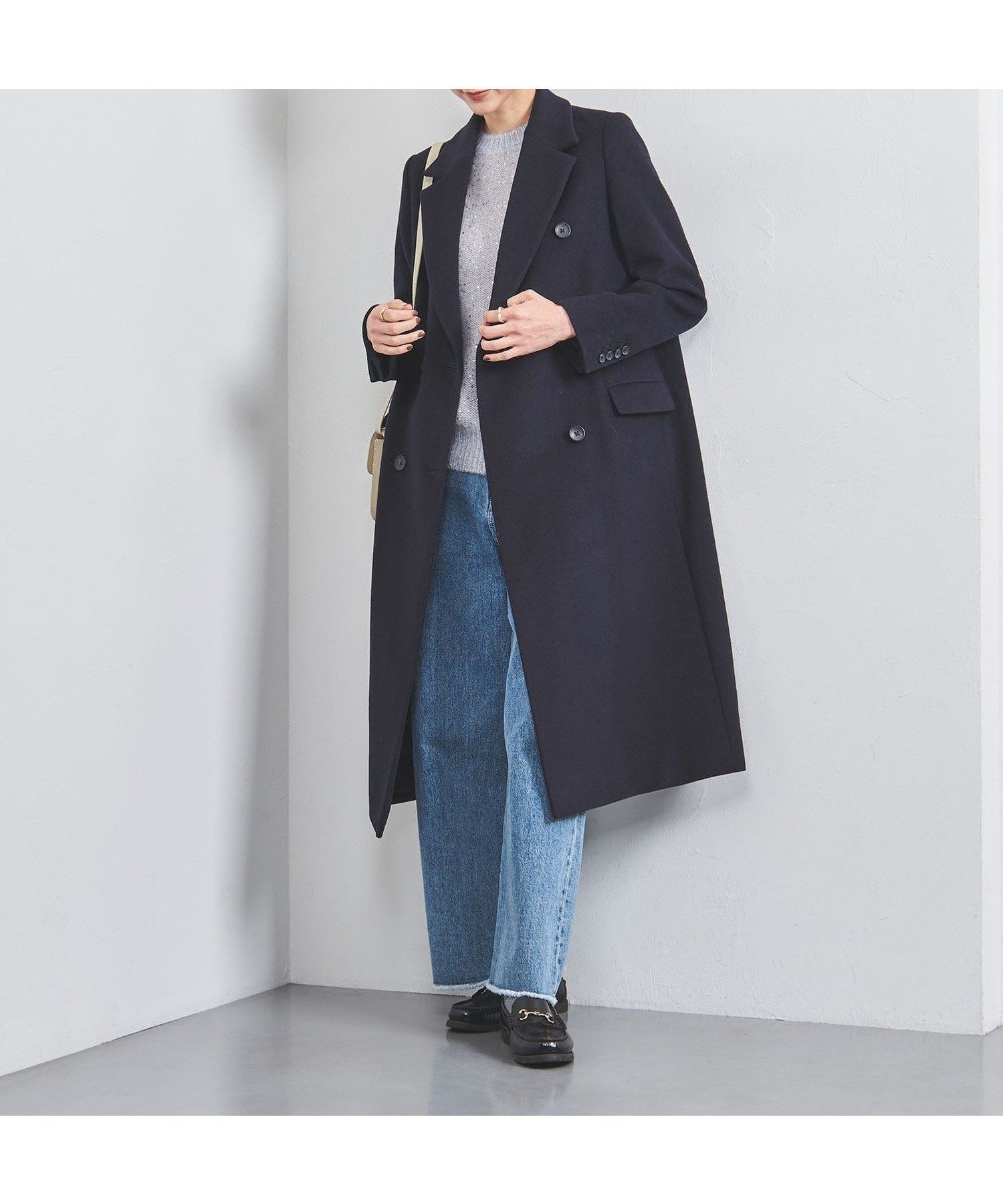 【ユナイテッドアローズ/UNITED ARROWS】のダブルブレスト テーラード コート インテリア・キッズ・メンズ・レディースファッション・服の通販 founy(ファニー) 　ファッション　Fashion　レディースファッション　Fashion for Women　アウター　Coat / Outerwear Collection　コート・ロングコート・ピーコート　Long Coats, Peacoats & More　コンパクト　Compact, Small Size　ストライプ　Stripe, Striped Pattern　ダブル　Double, Double-Breasted　テーラード　Tailored, Tailored Fit　ボトム　Bottoms, Lower Wear　ポケット　Pocket, Pocket Detail　アウトレット　Outlet / Clearance　おすすめ　Recommended / Our Picks　NAVY|ID: prp329100004785605 ipo3291000000035026770