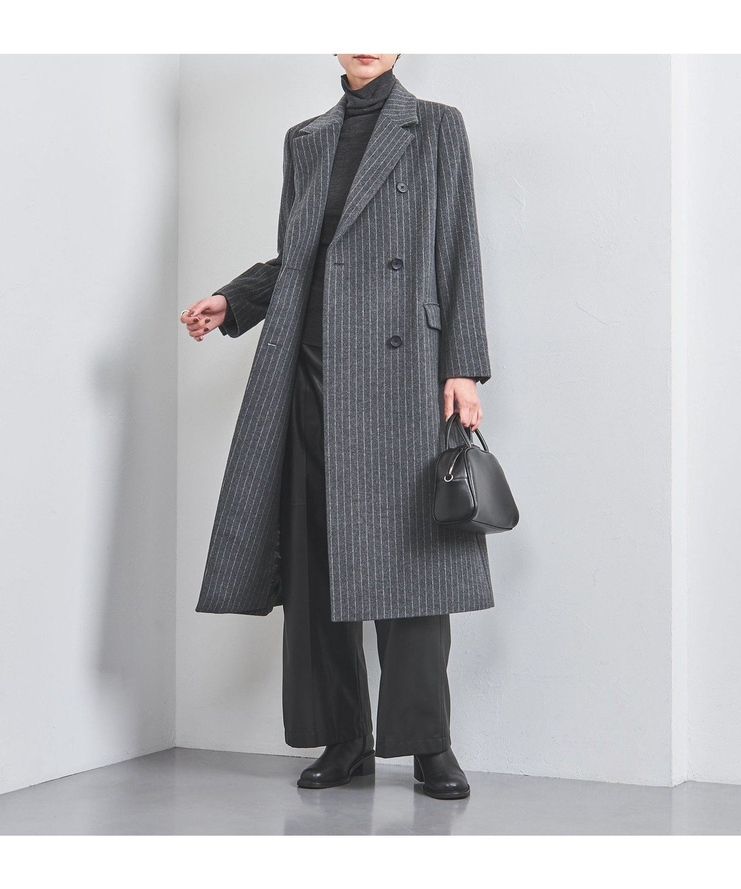 【ユナイテッドアローズ/UNITED ARROWS】のダブルブレスト テーラード コート インテリア・キッズ・メンズ・レディースファッション・服の通販 founy(ファニー) 　ファッション　Fashion　レディースファッション　Fashion for Women　アウター　Coat / Outerwear Collection　コート・ロングコート・ピーコート　Long Coats, Peacoats & More　コンパクト　Compact, Small Size　ストライプ　Stripe, Striped Pattern　ダブル　Double, Double-Breasted　テーラード　Tailored, Tailored Fit　ボトム　Bottoms, Lower Wear　ポケット　Pocket, Pocket Detail　アウトレット　Outlet / Clearance　おすすめ　Recommended / Our Picks　その他1|ID: prp329100004785605 ipo3291000000035026771