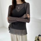 【ココモモ/COCOMOMO】の長袖・五分袖 選べる2タイプ シアー トップス ラウンドネック カットソー 長袖・ダークグレー|ID: prp329100004785606 ipo3291000000034773401