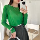 【ココモモ/COCOMOMO】の長袖・五分袖 選べる2タイプ シアー トップス ラウンドネック カットソー 長袖・グリーン|ID: prp329100004785606 ipo3291000000034773403