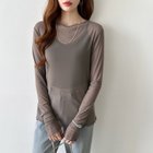 【ココモモ/COCOMOMO】の長袖・五分袖 選べる2タイプ シアー トップス ラウンドネック カットソー 長袖・ライトブラウン|ID: prp329100004785606 ipo3291000000034773405