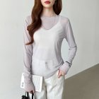 【ココモモ/COCOMOMO】の長袖・五分袖 選べる2タイプ シアー トップス ラウンドネック カットソー 長袖・ライトグレー|ID: prp329100004785606 ipo3291000000034773406