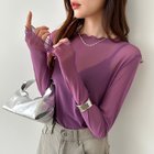 【ココモモ/COCOMOMO】の長袖・五分袖 選べる2タイプ シアー トップス ラウンドネック カットソー 長袖・パープル|ID: prp329100004785606 ipo3291000000034773409