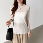 【ココモモ/COCOMOMO】の長袖・五分袖 選べる2タイプ シアー トップス ラウンドネック カットソー 五分袖・ホワイト|ID: prp329100004785606 ipo3291000000034773414