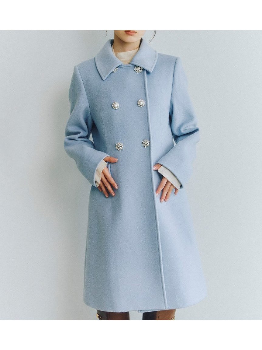 【リリーブラウン/Lily Brown】の【オフィシャル・MASHアプリ限定カラー】 L.B CANDY STOCK ダブルビジューミディコート インテリア・キッズ・メンズ・レディースファッション・服の通販 founy(ファニー) 　ファッション　Fashion　レディースファッション　Fashion for Women　アウター　Coat / Outerwear Collection　コート・ロングコート・ピーコート　Long Coats, Peacoats & More　エレガント 上品　Elegant　コンパクト　Compact, Small Size　シンプル　Simple, Minimal　スマート　Smart, Elegant　ビジュー　Bijou, Jewel-like Accent　【オフィシャル・MASHアプリ限定カラー】LBLU[081]|ID: prp329100004785645 ipo3291000000034975082