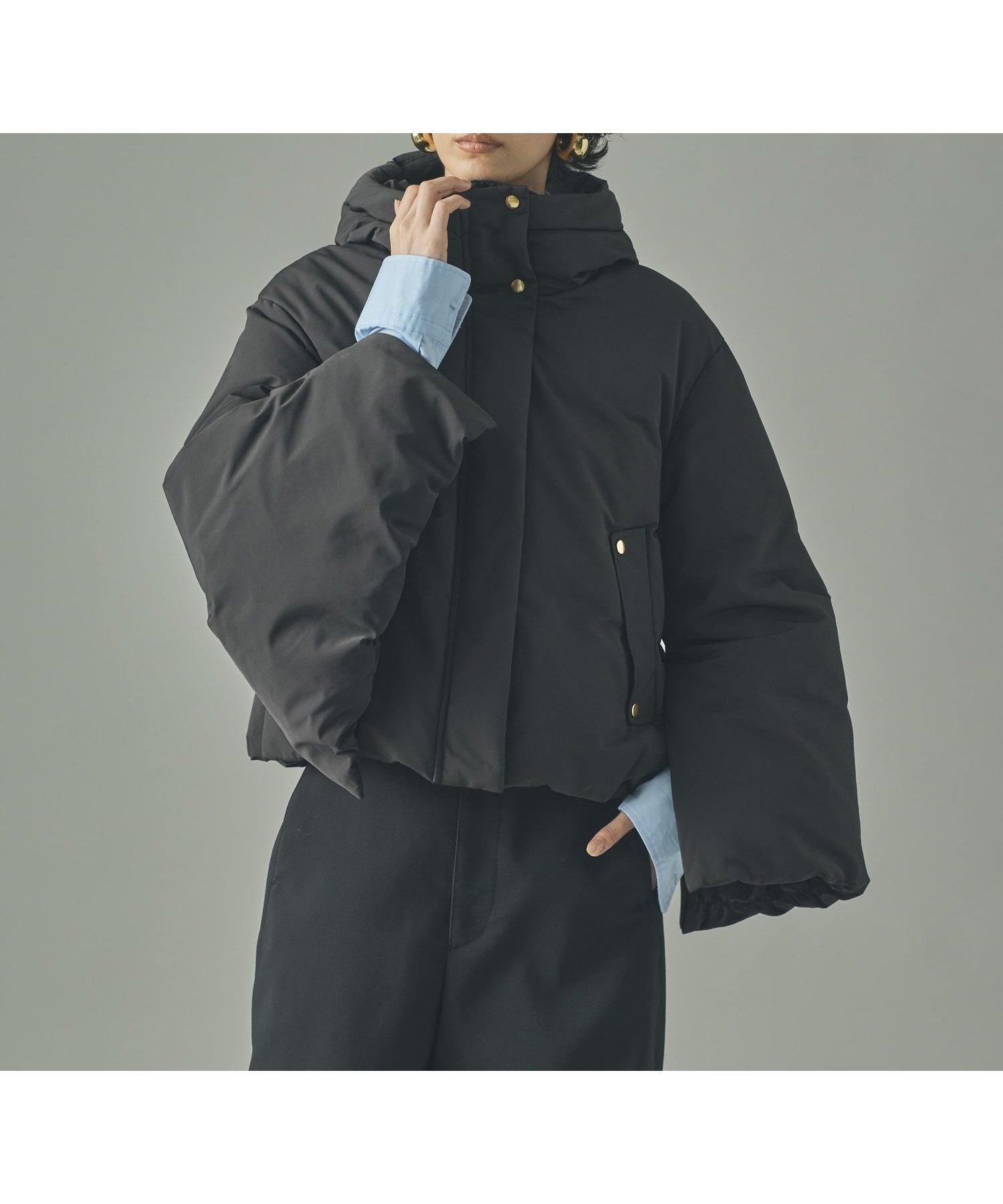 【カレンソロジー/Curensology】の2WAYフードダウンジャケット インテリア・キッズ・メンズ・レディースファッション・服の通販 founy(ファニー) 　ファッション　Fashion　レディースファッション　Fashion for Women　アウター　Coat / Outerwear Collection　レディースジャケット・軽アウター　Jackets　エレガント 上品　Elegant　ショート　Short, Short Length　ジャケット　Jacket, Outerwear　スリーブ　Sleeve, Long Sleeve / Short Sleeve　ダウン　Down, Puffer　バランス　Balance, Style Balance　ポンチョ　Poncho, Cape Style　ブラック|ID: prp329100004785648 ipo3291000000034739554