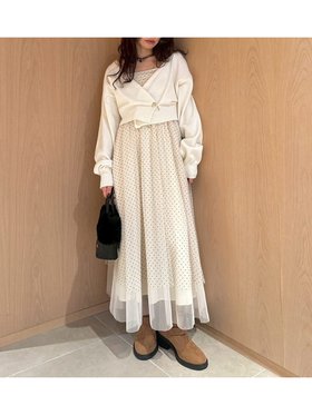 【リリーブラウン/Lily Brown】のカーデセットチュールワンピース 人気、トレンドファッション・服の通販 founy(ファニー) ファッション Fashion レディースファッション Fashion for Women ワンピース Dresses おすすめ Recommended / Our Picks インナー Innerwear カーディガン Cardigan, Knitwear ショート Short, Short Length スマート Smart, Elegant チュール Tulip, Tulip Motif フェミニン Feminine, Girly フォックス Fox, Fox Fur |ID:prp329100004785657