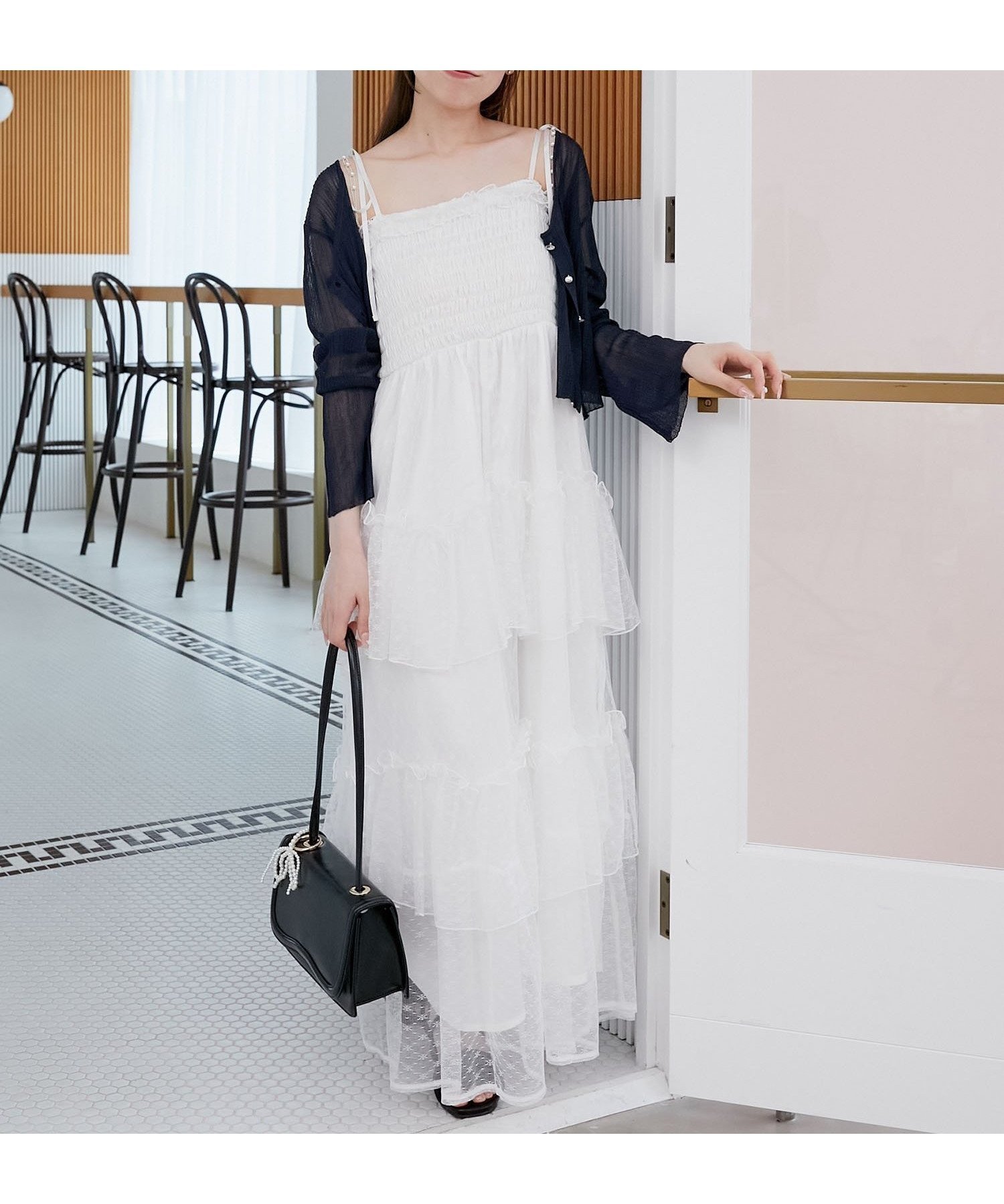 【マジェスティック レゴン/MAJESTIC LEGON】の◎パールチェーンキャミワンピース インテリア・キッズ・メンズ・レディースファッション・服の通販 founy(ファニー) ファッション Fashion レディースファッション Fashion for Women ワンピース Dresses キャミソールワンピース Camisole Dresses オケージョン Occasion Wear ギャザー Gathered, Ruffled シャーリング Shirring, Ruched ダウン Down, Puffer チェーン Chain, Chain Strap パール Pearl, Pearl Accent フィット Fit, Slim Fit フェミニン Feminine, Girly フリル Frill, Ruffle リボン Ribbon, Bow ロング Long, Long-Length 再入荷 Restock / Back in Stock 結婚式 Wedding オフ/柄|ID: prp329100004785671 ipo3291000000034839095